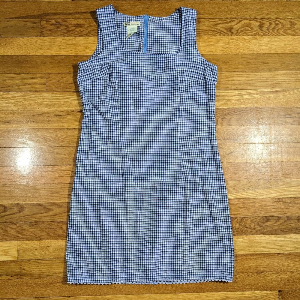 Faded Glory Vintage Y2K Blue Plaid/Gingham Tank Dress